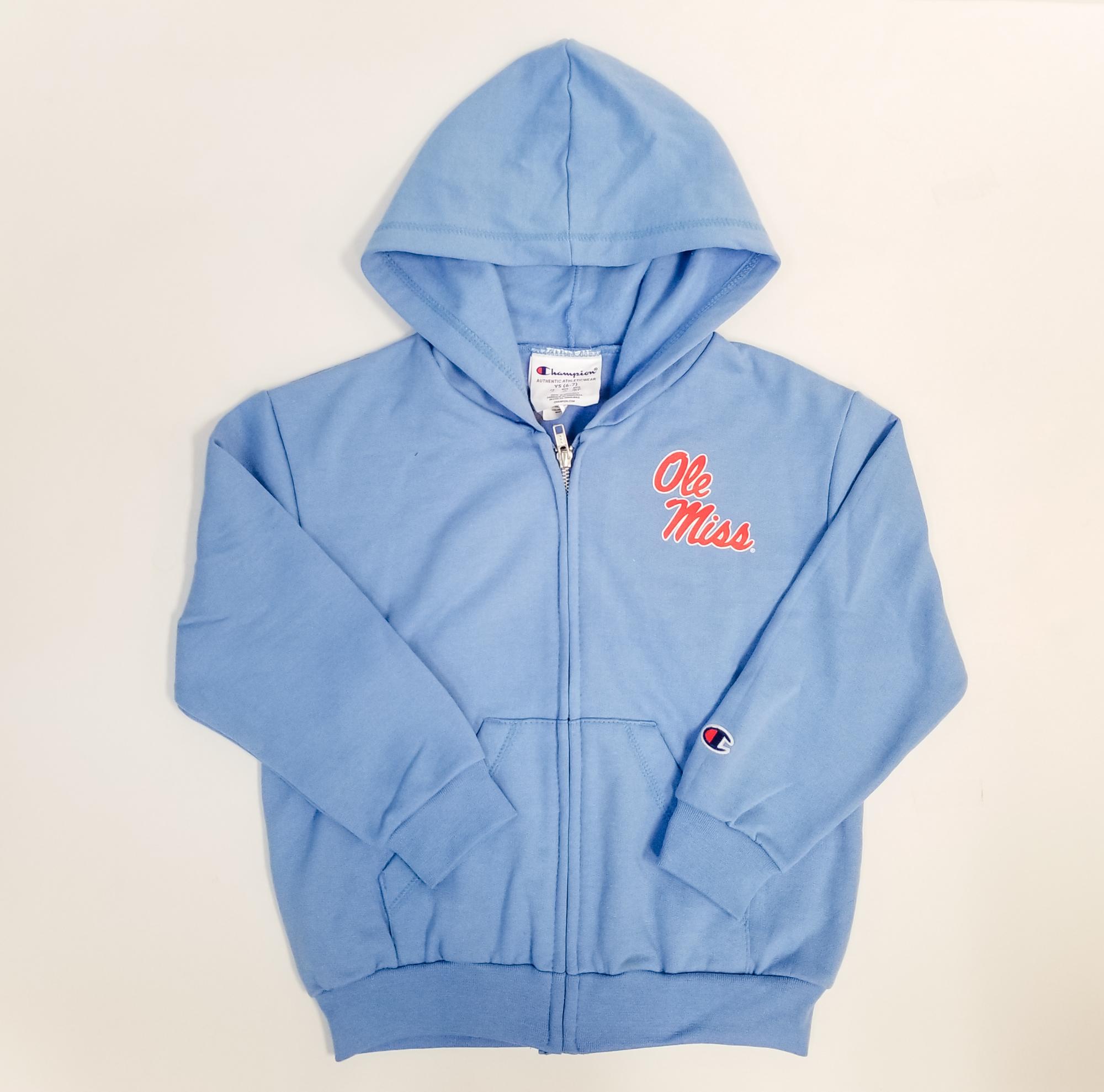image of: Youth Ole Miss Full Zip Hoodie Light Blue X-Large