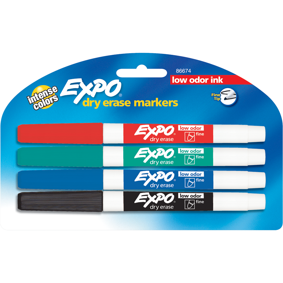 Product image 1 of 1 for Dry Erase Marker, Asst, Skinny, 4pk