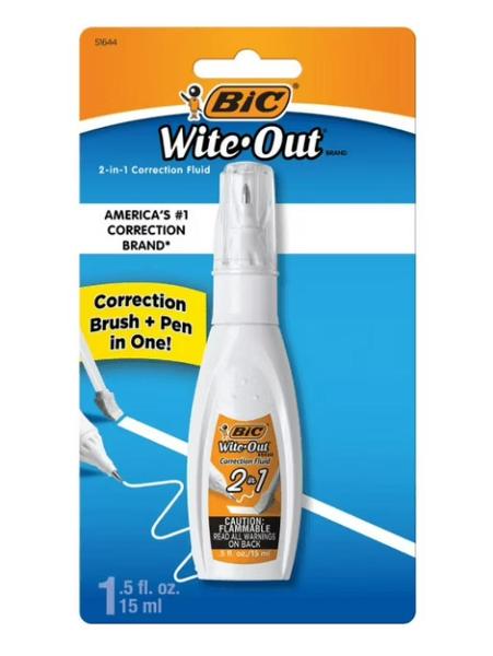 BIC Wite-Out 2 in 1 Brush and Pen Correction Fluid, White; $5.98