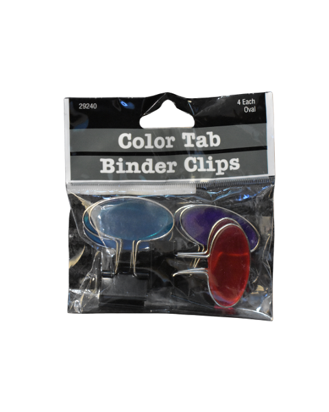 BAUMGARTEN'S COLOR TAB BINDER CLIPS OVAL; $2.25