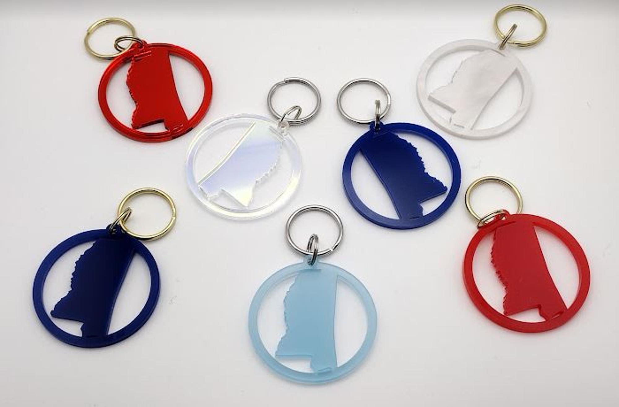 image of: State of Mississippi Acrylic Cutout Keychain 2in
