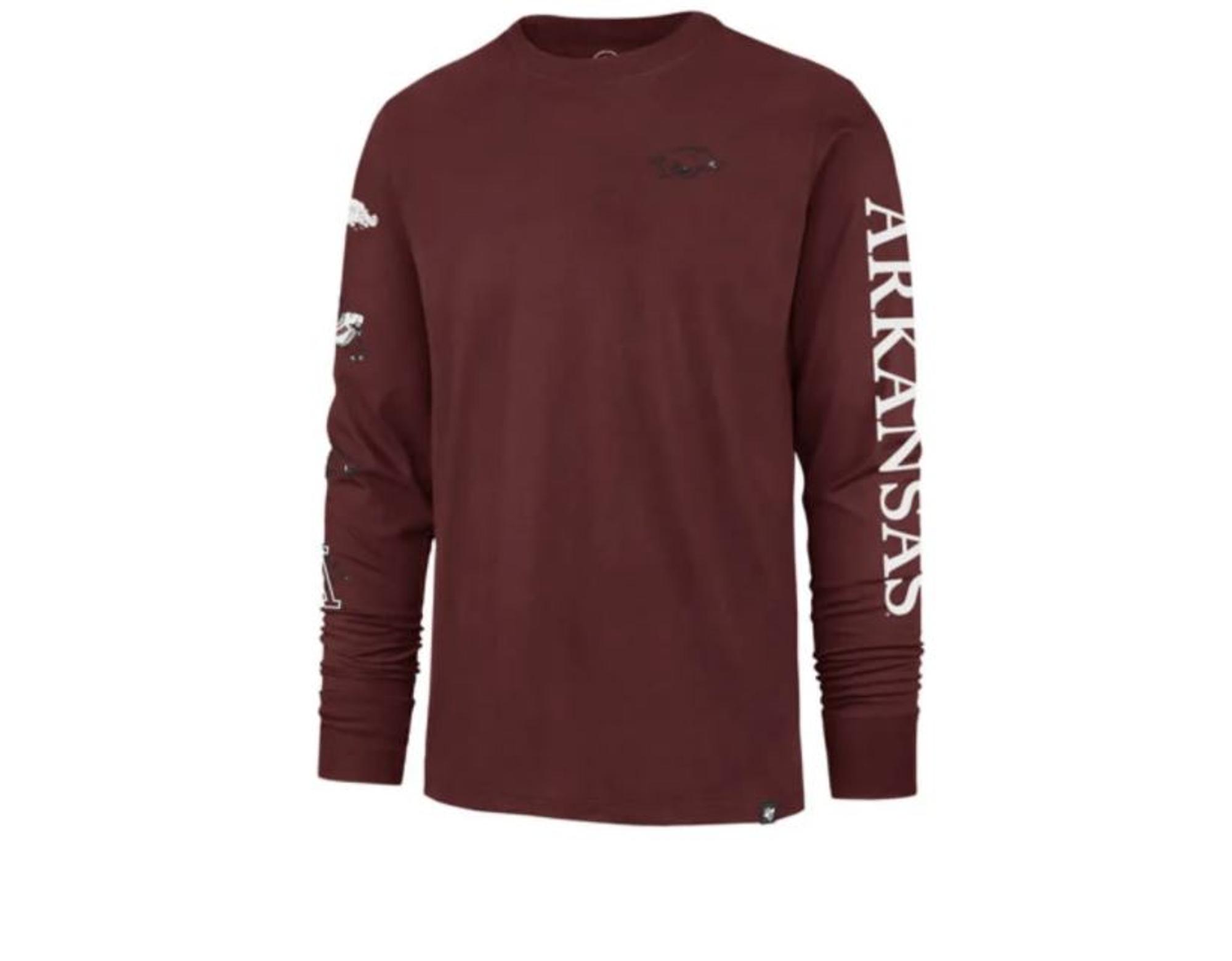 image of: Arkansas Razorbacks '47 Vintage Long Sleeve Patch Triple Threat - Mission Red