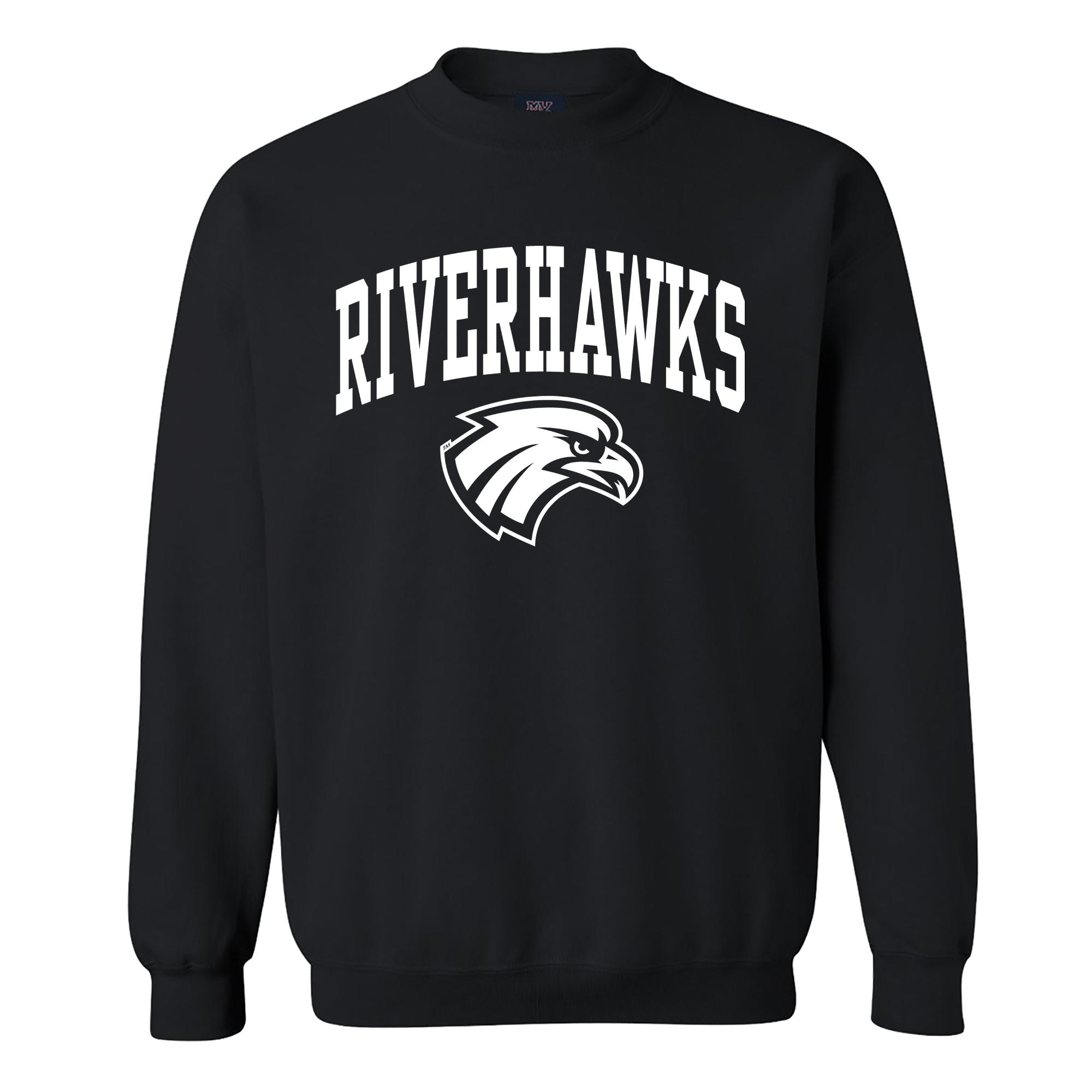image of: Northeastern State University RiverHawks Logo Crew Sweatshirt- Black