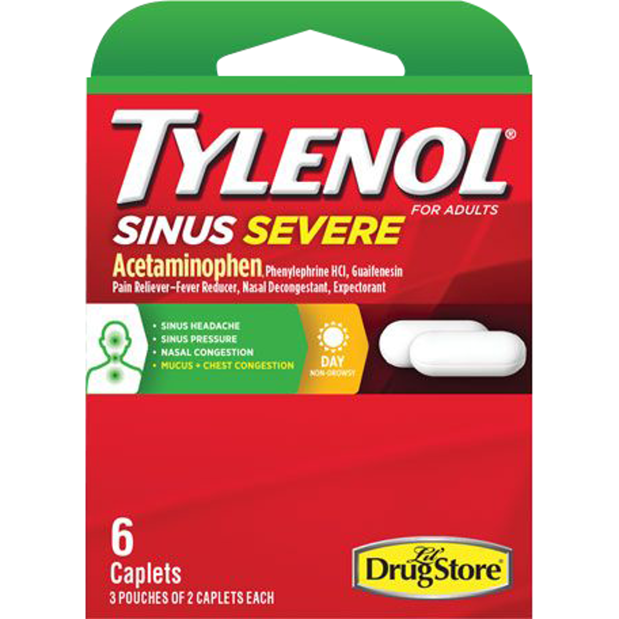 Product image 1 of 1 for Lil' Drug Store Brand Tylenol Sinus Severe On-the-Go Pain Relief