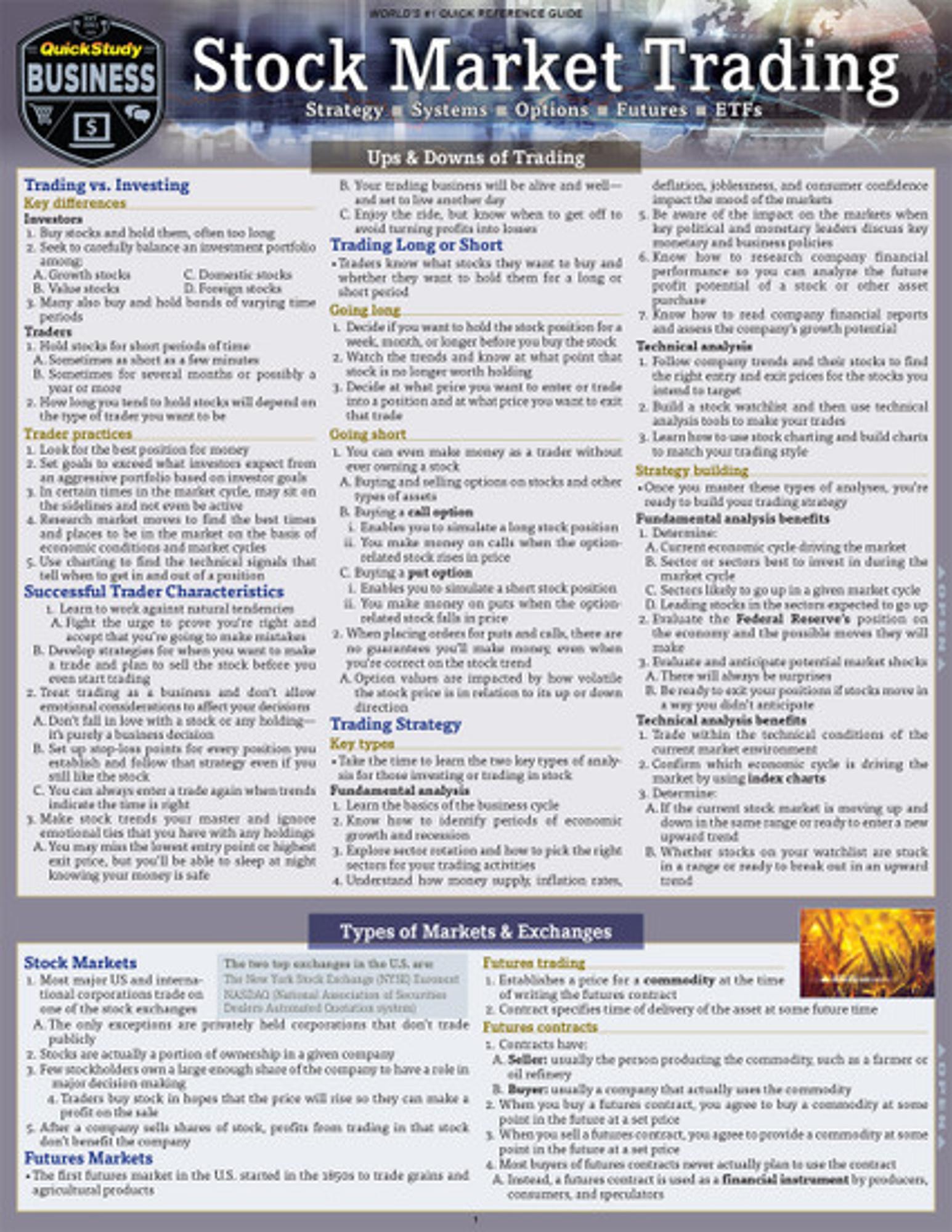 Cover image for STOCK MARKET TRADING LAMINATED STUDY GUIDE