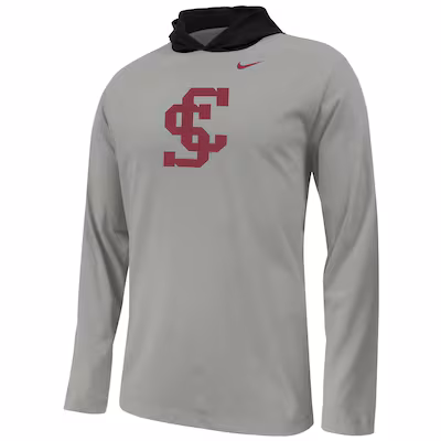 image of: Santa Clara University Nike Colorblock Long Sleeve Hooded Tee, Gray