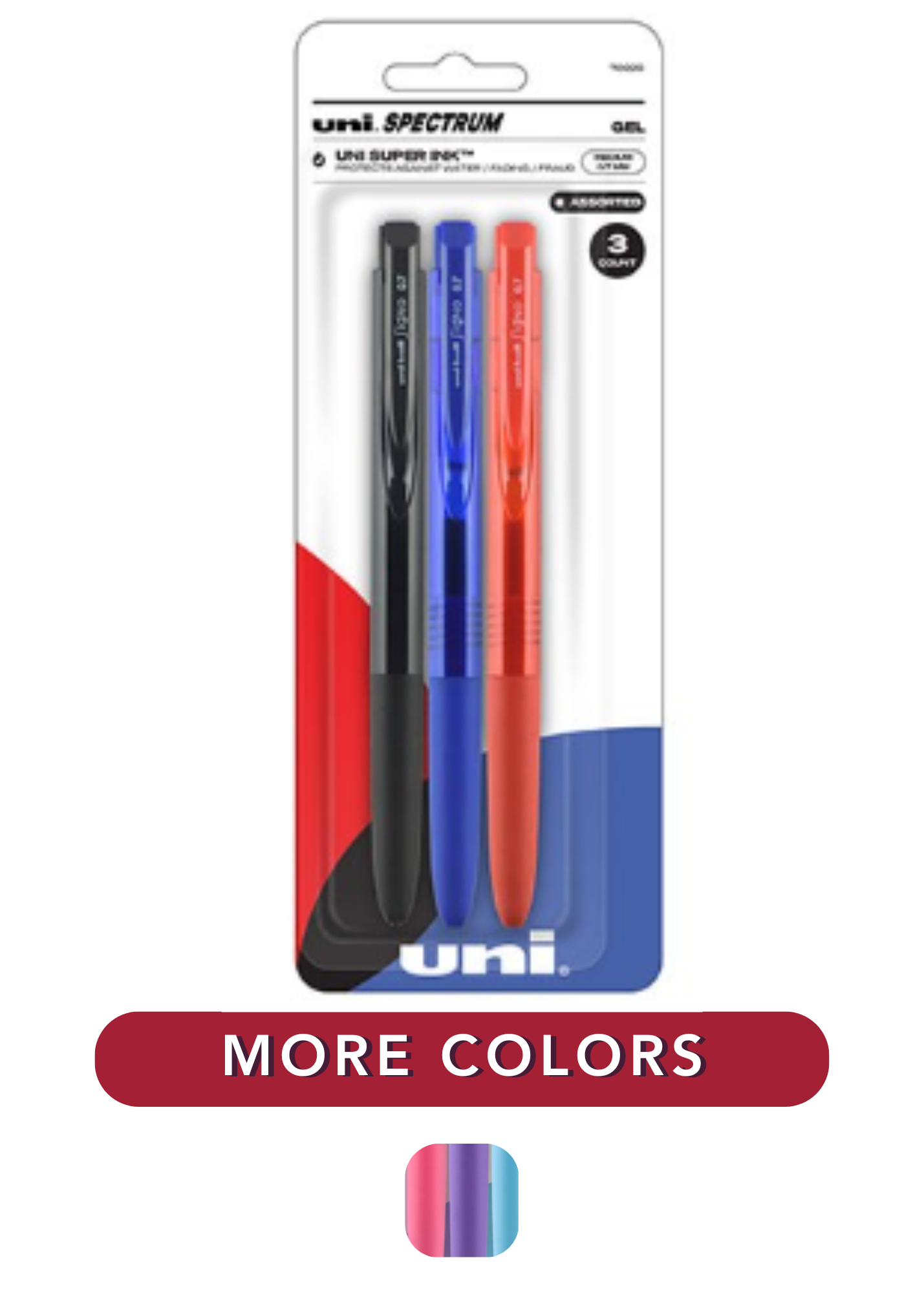 image of: Uni-ball Spectrum .7mm Retractable Gel Pens, 3 Pack