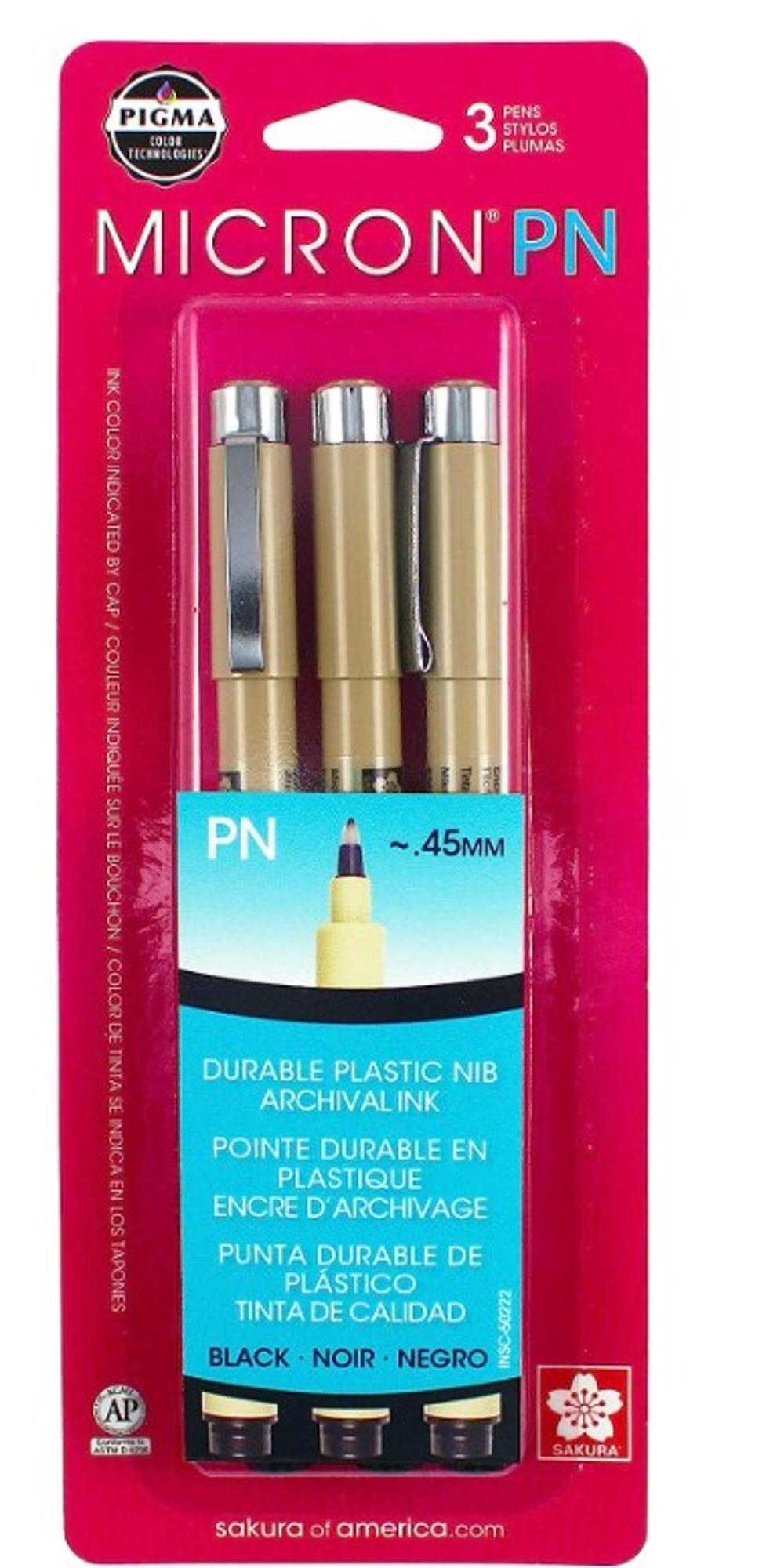 image of: Pigma Micron PN (Plastic Nib) for Writing 3ct