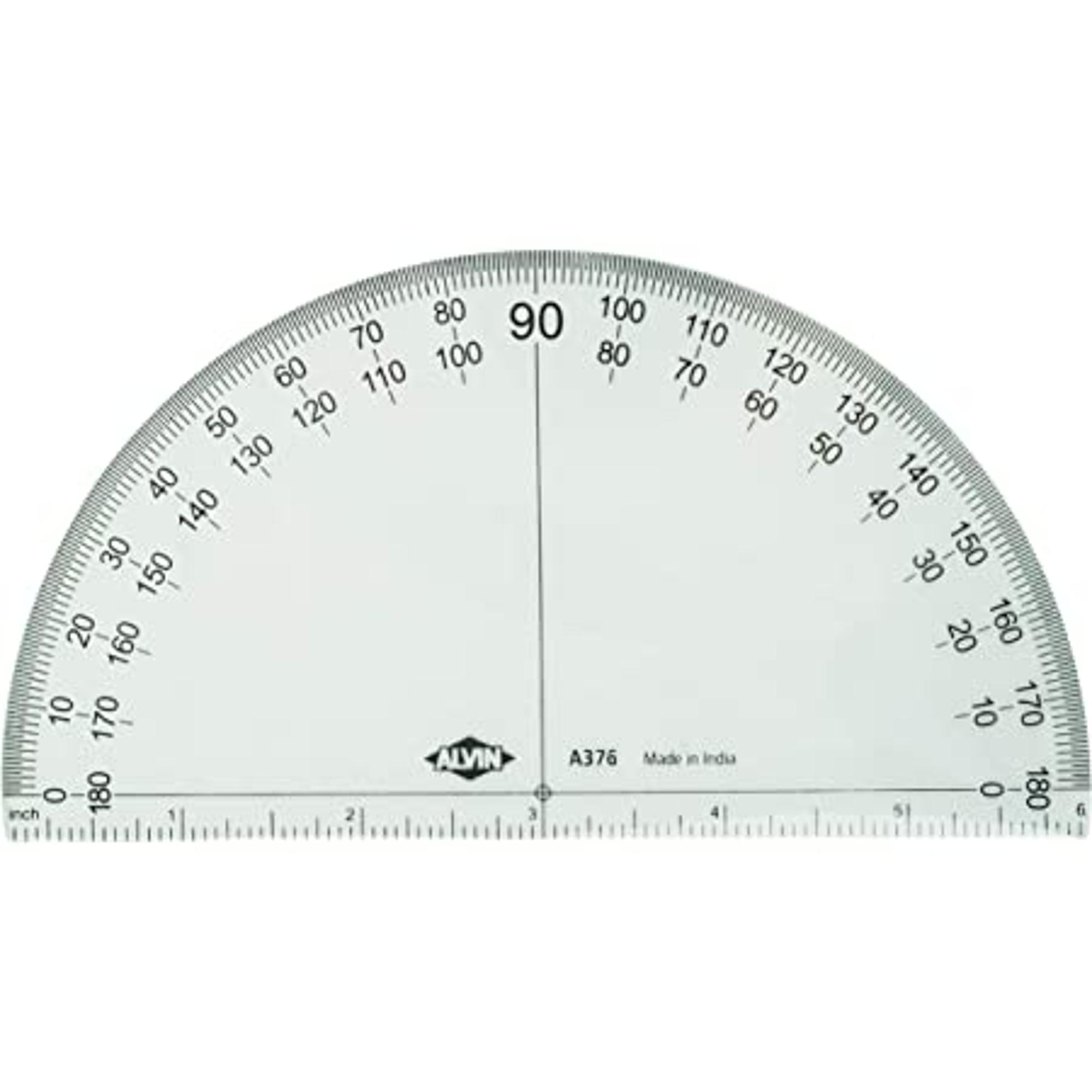 image of: -Transparent 6" Semicirular Protractor