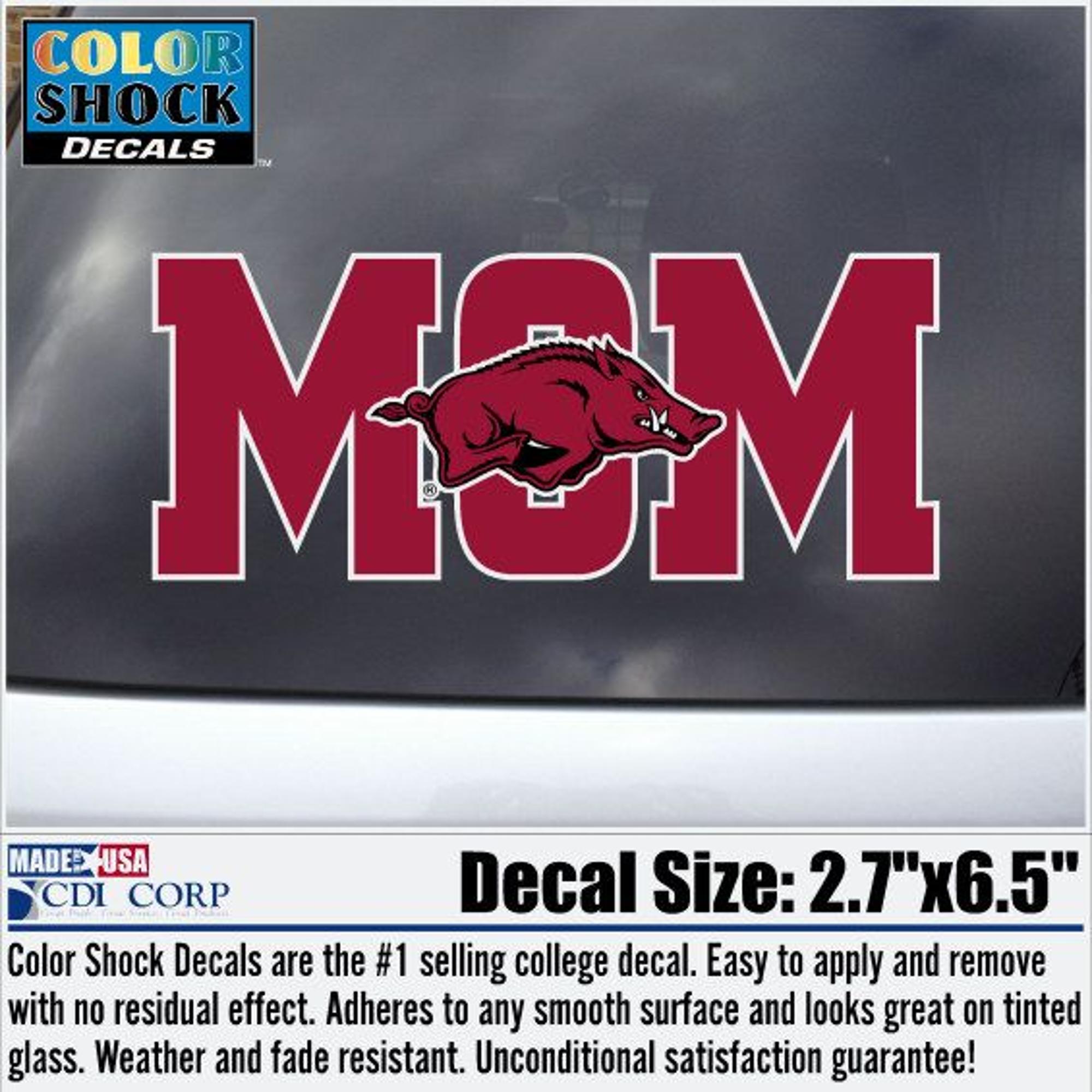 image of: Arkansas Razorbacks Color Shock Running Hog through Mom Running Hog Decal