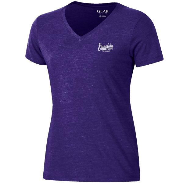 Ouachita Tigers Women's Relaxed Tri-blend V-neck Short Sleeve; $29.99