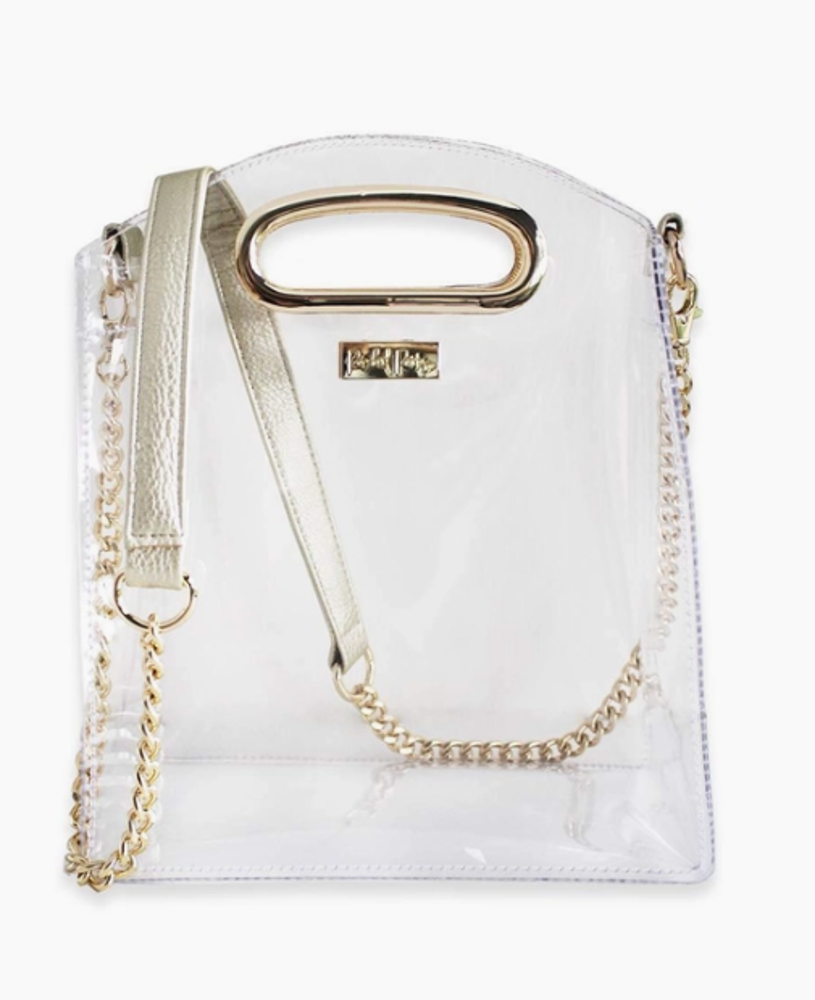 image of: Clear Gold Crossbody Stadium Purse