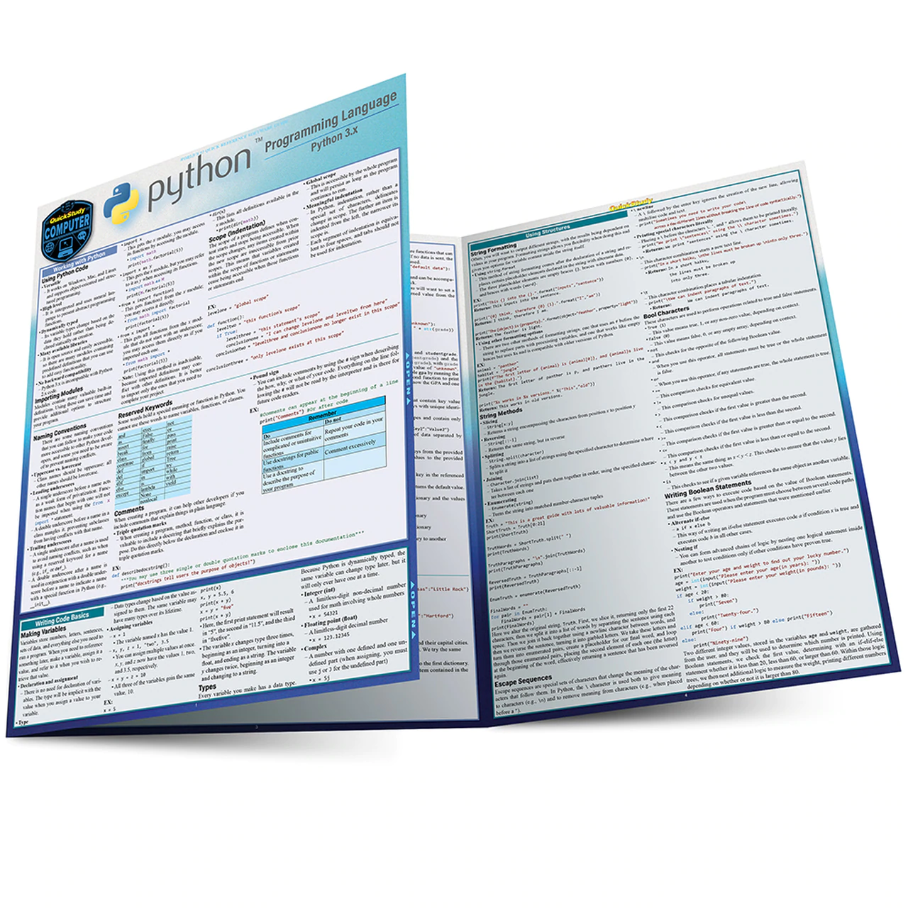 Cover image for PYTHON 3 PROGRAMMING LANGUAGE LAMINATED REFERENCE GUIDE