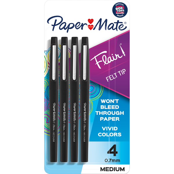 Paper Mate Flair Marker - Black 0.7mm 4Pk BP Medium; $10.89