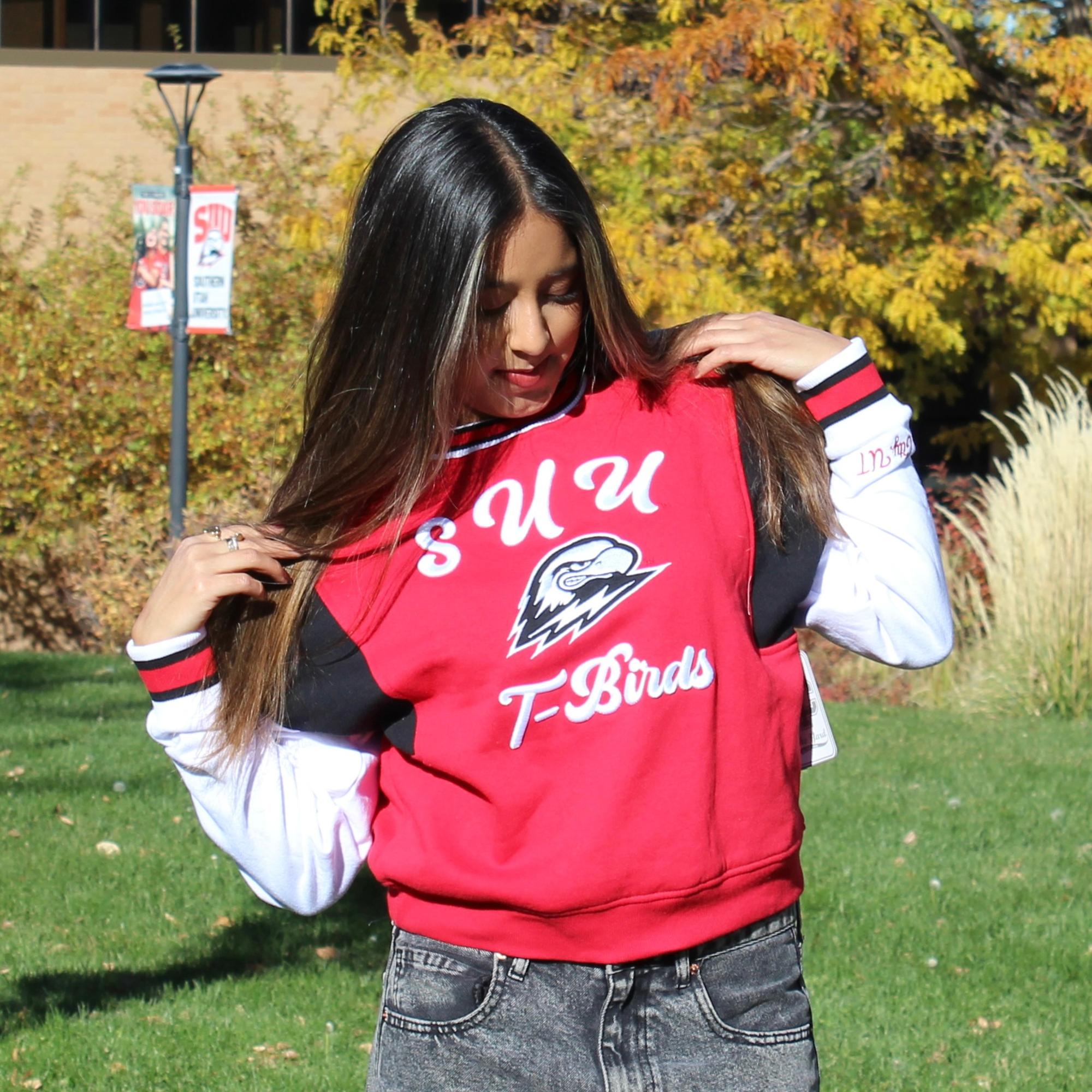 image of: Colosseum Women's Moonbeams Crew – Red/Black (SUU/Thor)