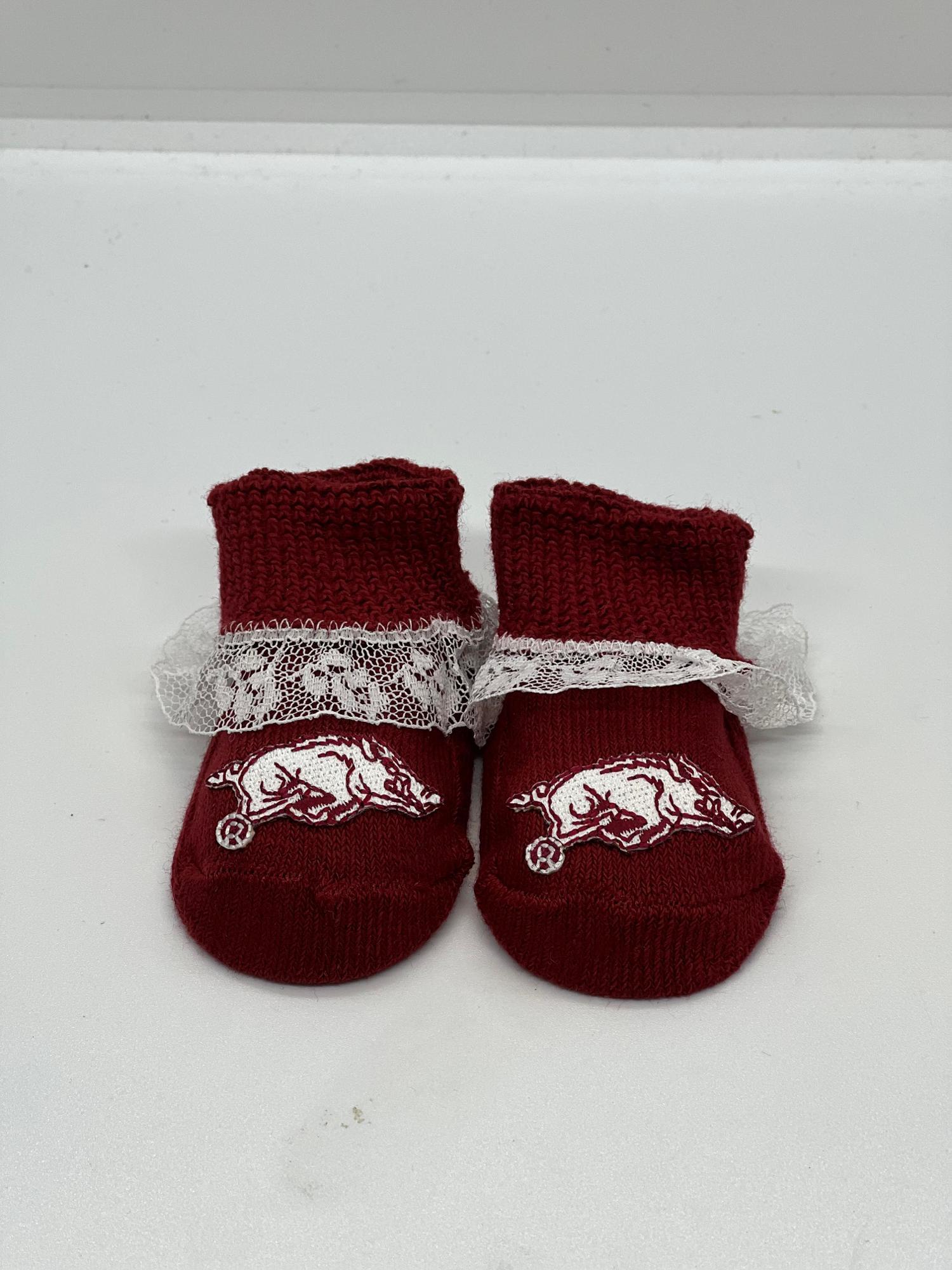 image of: Infant Arkansas Razorbacks Lace Booties