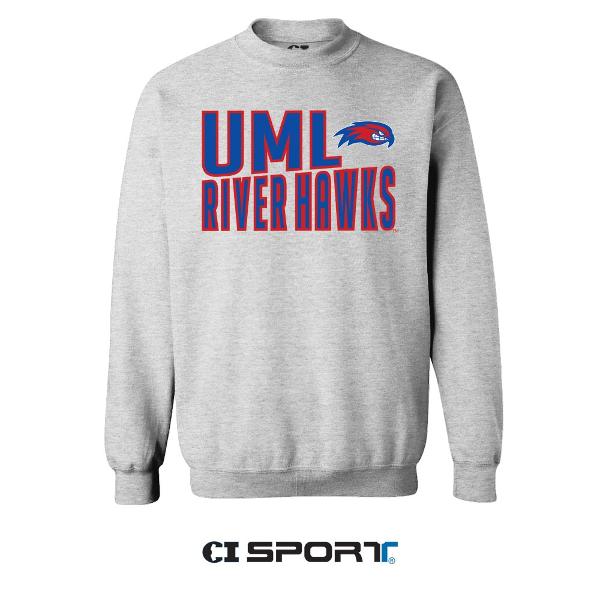 UML River Hawks Embroidered Crew; $59.99