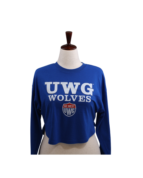 UWG WOLVES  CROPPED LONG SLEEVE TEE; $36.99