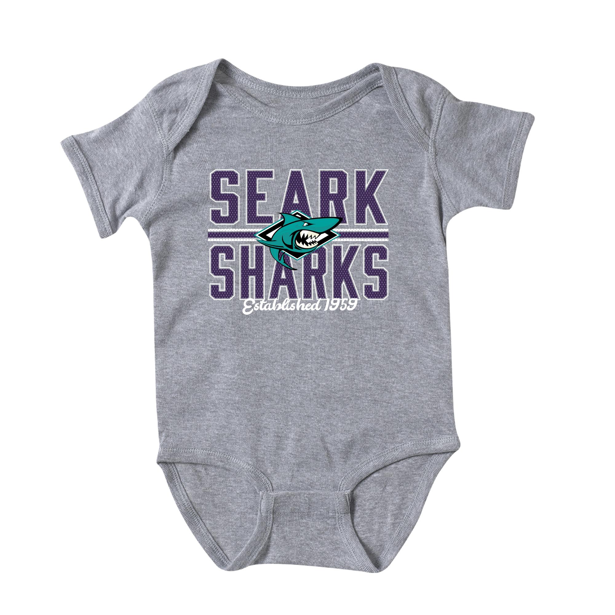 Product image 1 of 1 for Southeast Arkansas College Infant SEARK Sharks Bodysuit, Gray