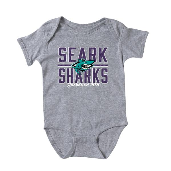 Southeast Arkansas College Infant SEARK Sharks Bodysuit, Gray; $19.98