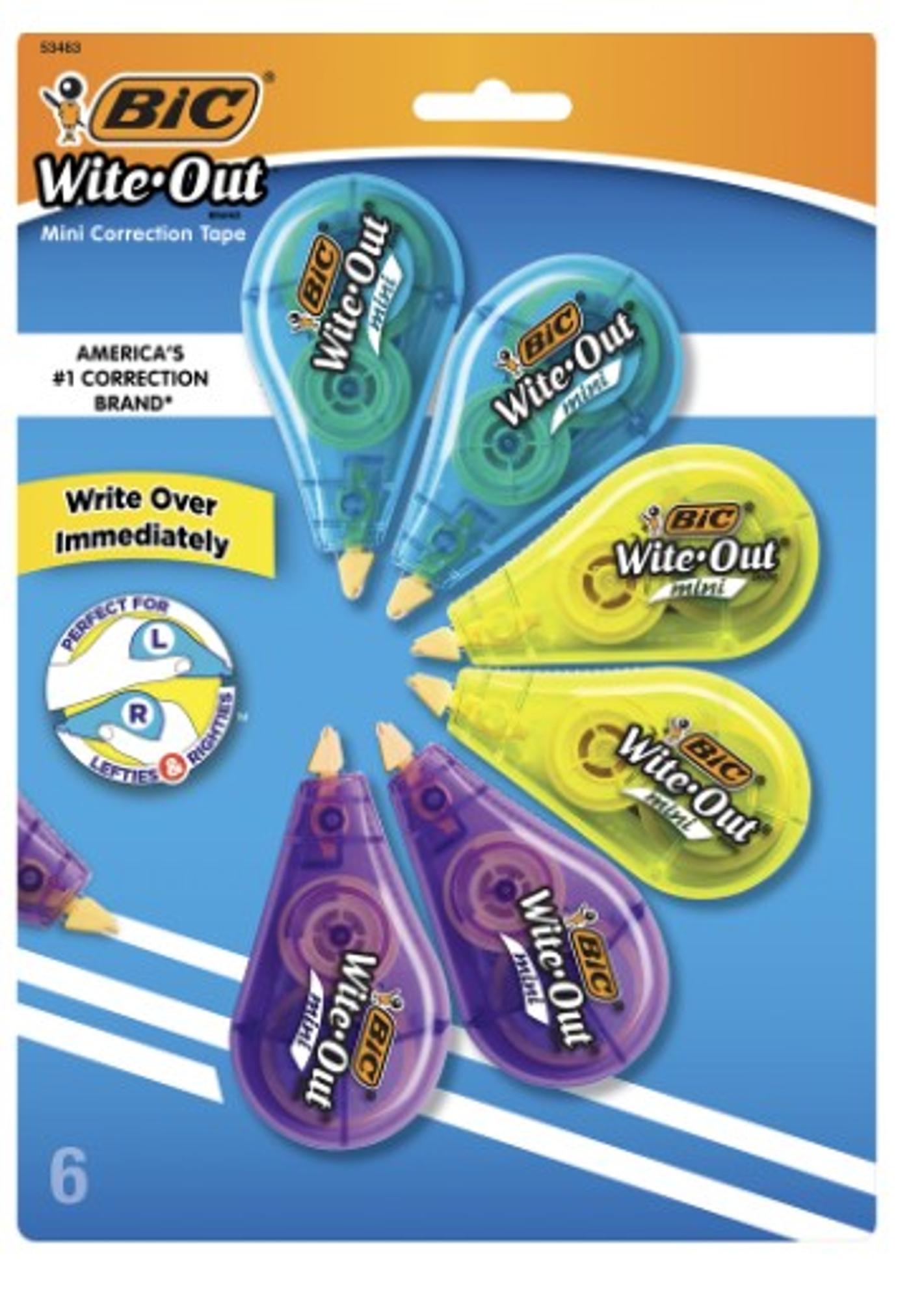 Product image 1 of 1 for BIC WITE OUT MINI TAPE 6PK
