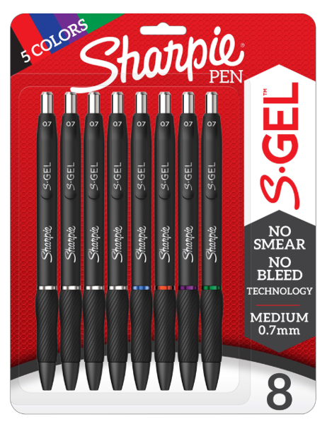 Sharpie .7mm S-Gel Pen, 8 Pack, Primary Colors; $21.98