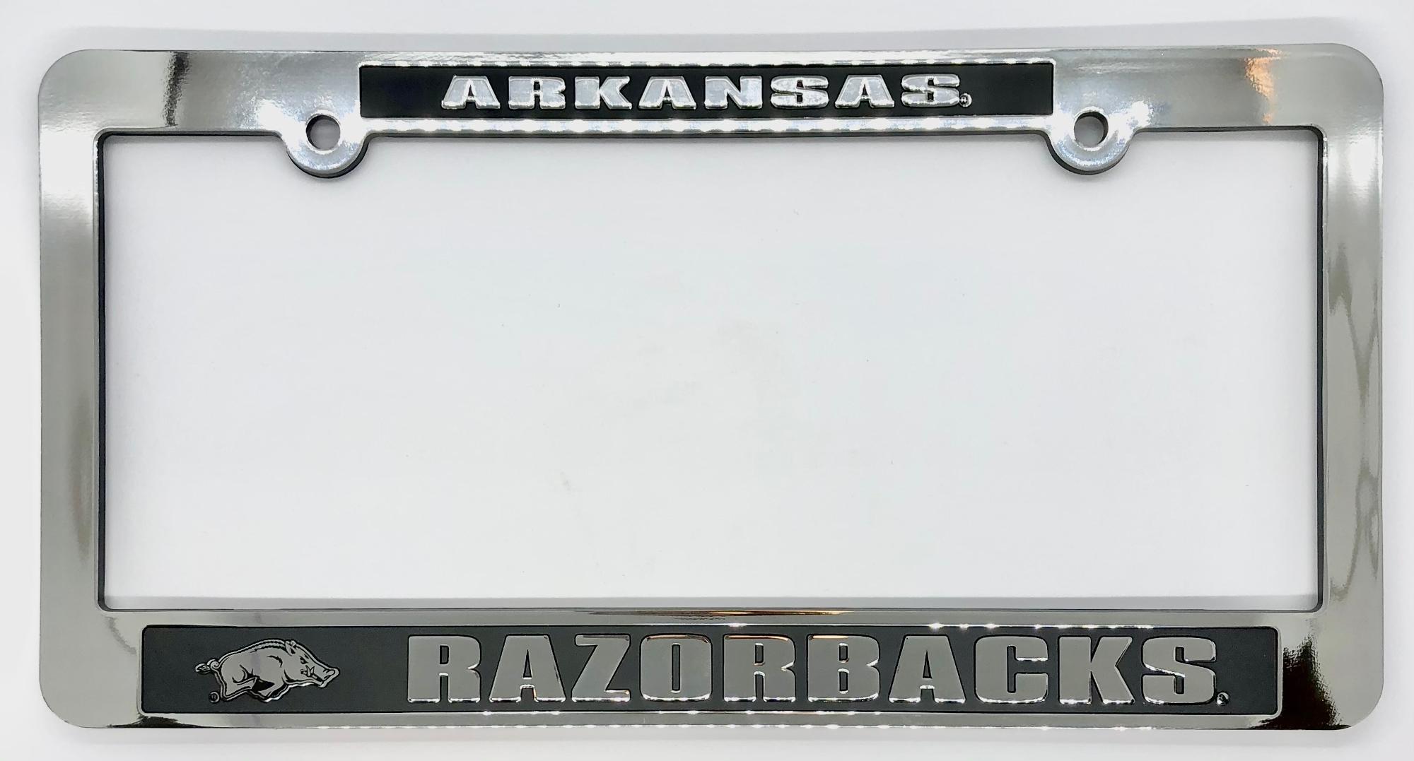 image of: Arkansas Razorbacks Black Chrome Jenkins Car Tag Frame