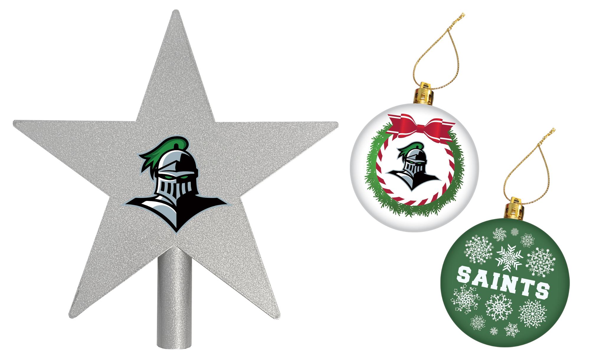 image of: FANATIC LOUIE TREE TOPPER & ORNAMENT SET