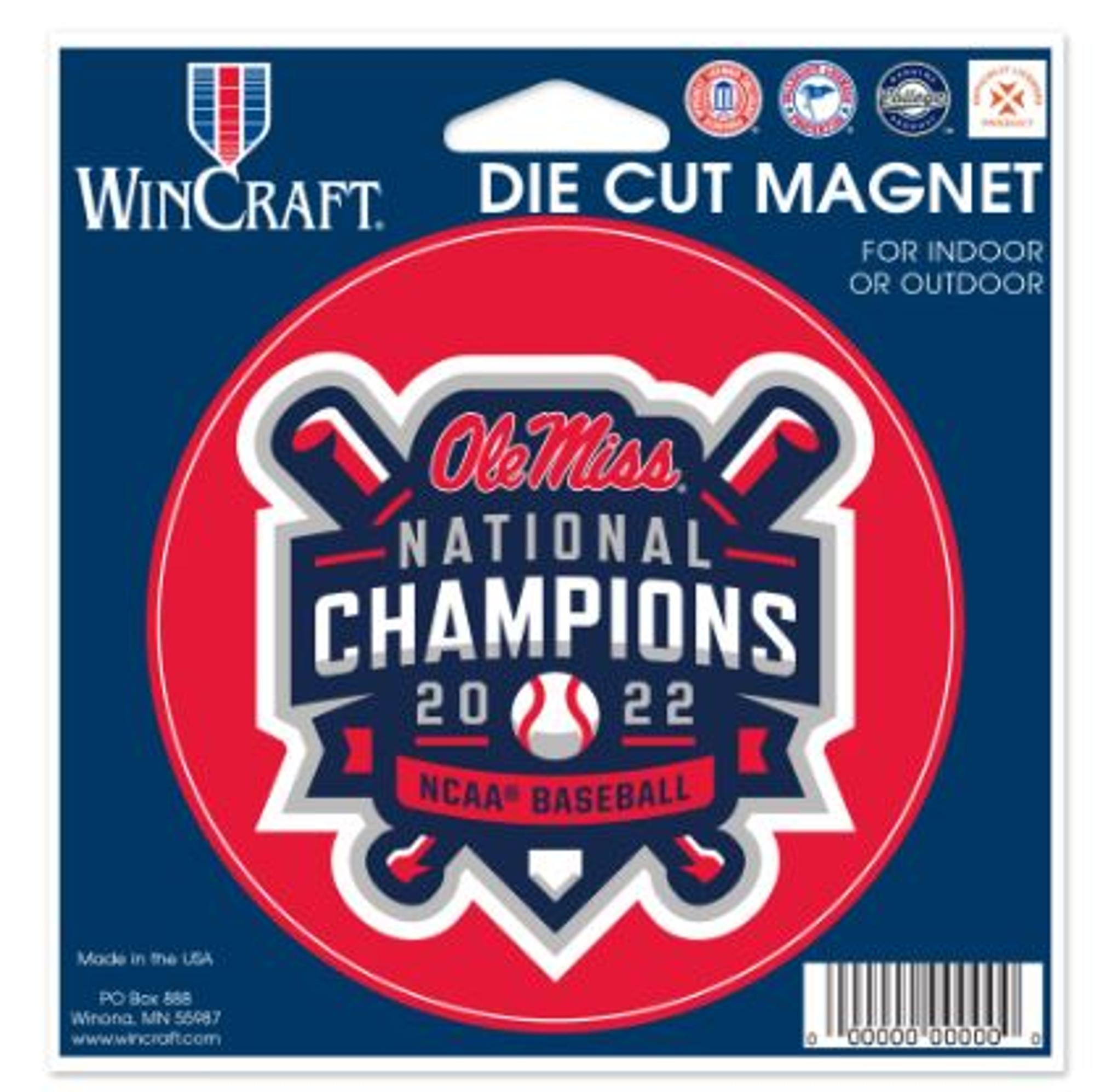image of: Ole Miss Baseball 2022 National Champions Die Cut Magnet 4" Round