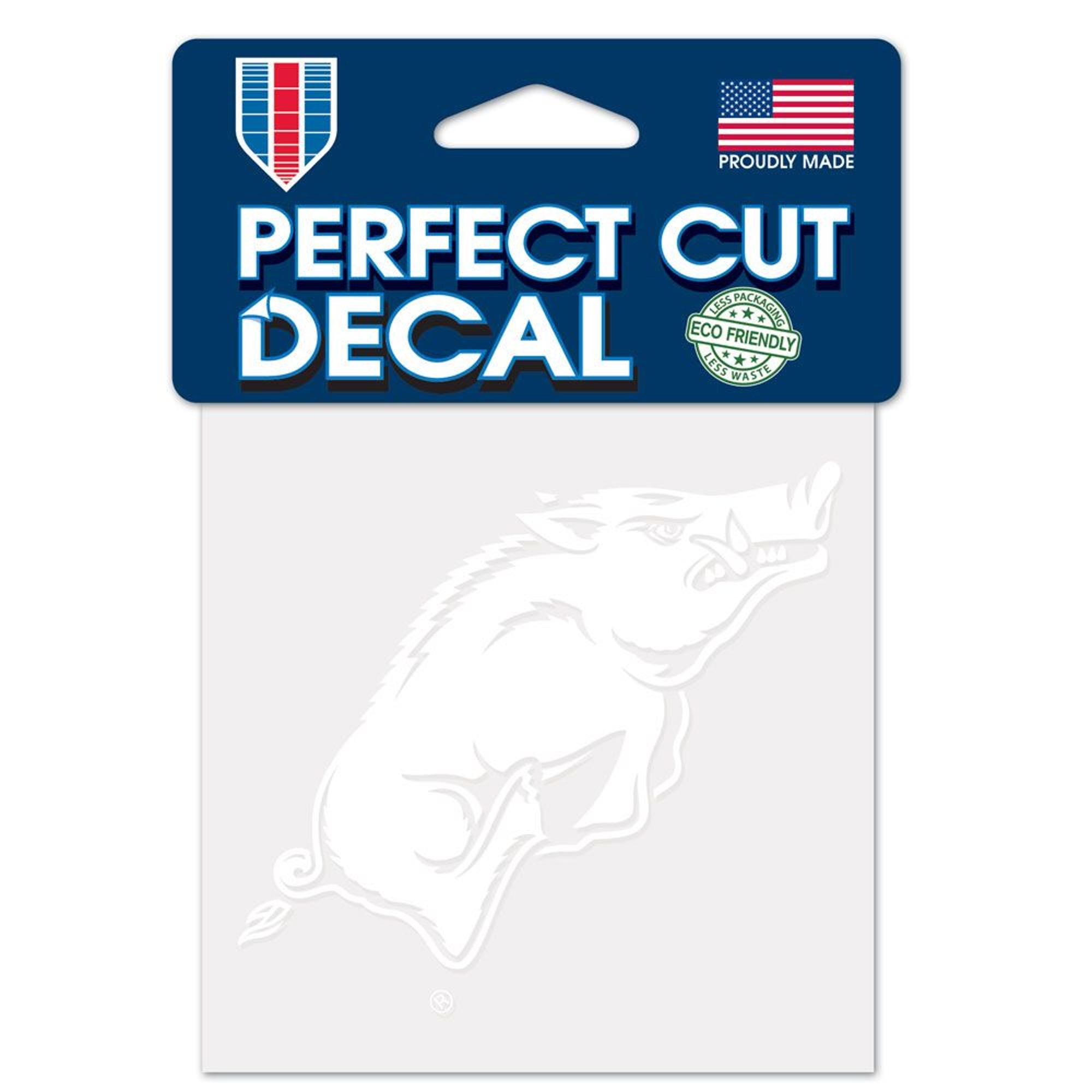 image of: Arkansas Razorbacks Perfect Cut White Decal 4" X 4"