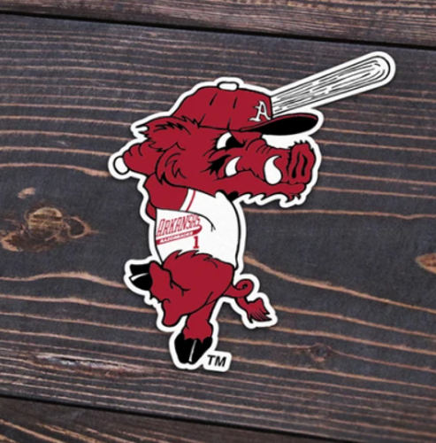 Arkansas Razorbacks Baseball Ribby Sticker 3" x 3"; $5.00