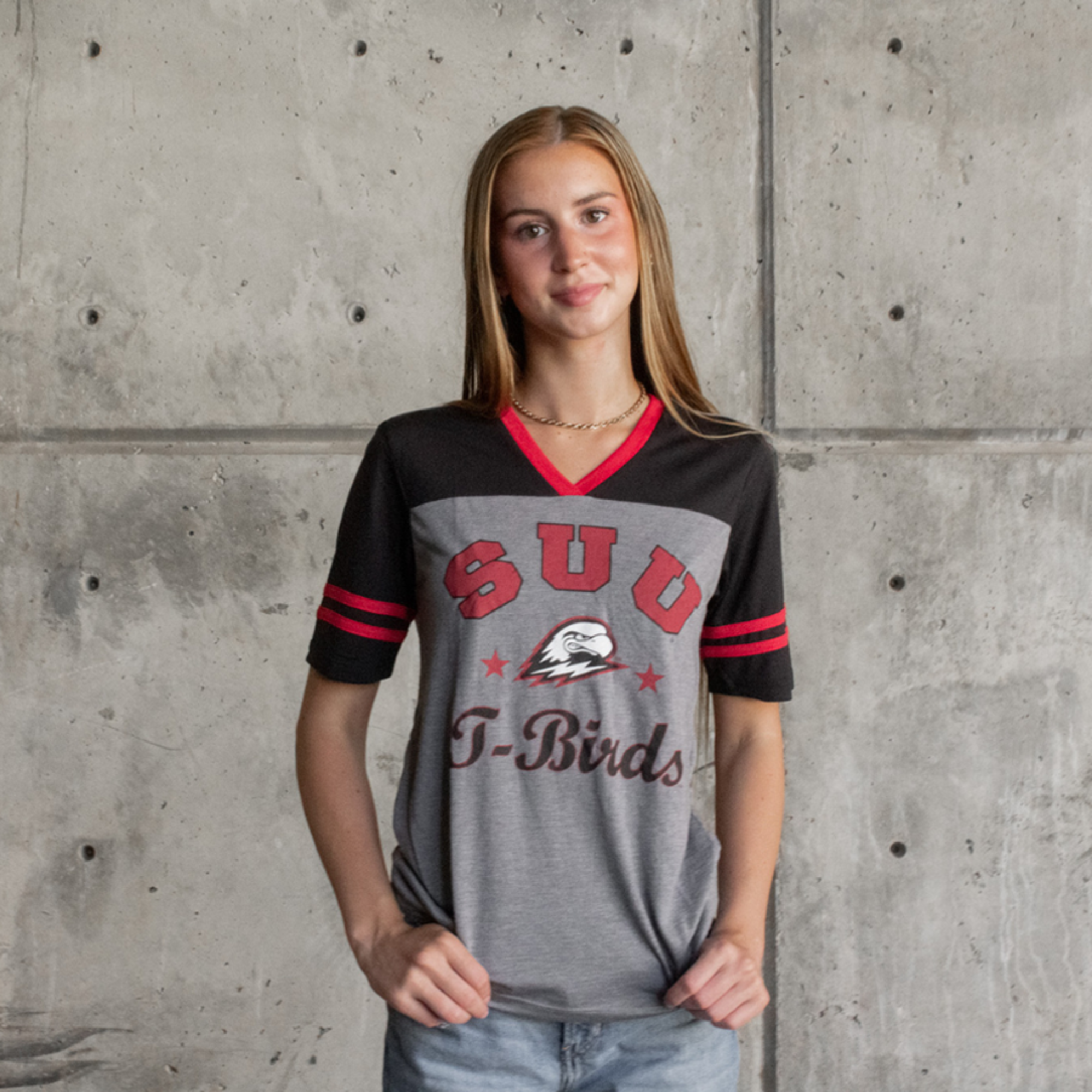 image of: Colosseum Women's SUU T-birds V-Neck Tee