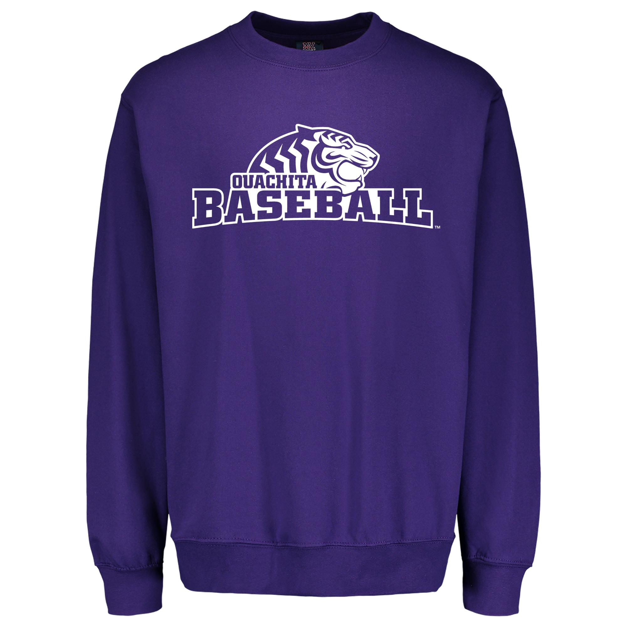 image of: * FINAL SALE * Ouachita Baptist University Baseball Fundamental Fleece Crew, Athletic Purple