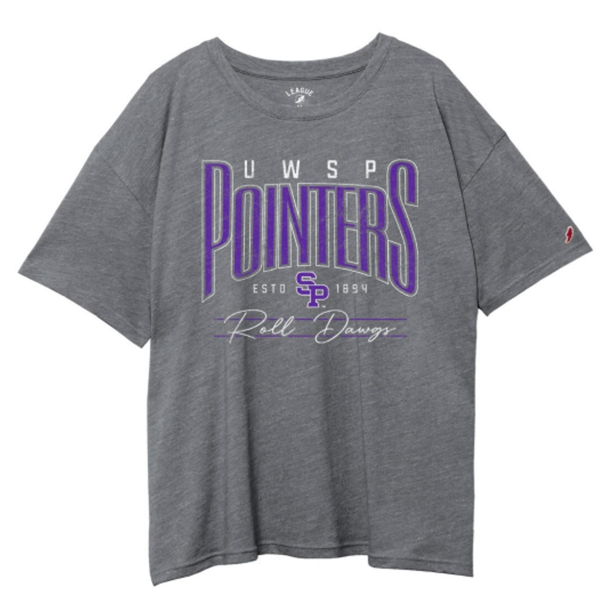 Product image 1 of 1 for UWSP Women's Intramural Oversized Short Sleeve Tee, Pointers Logo, Fall Heather