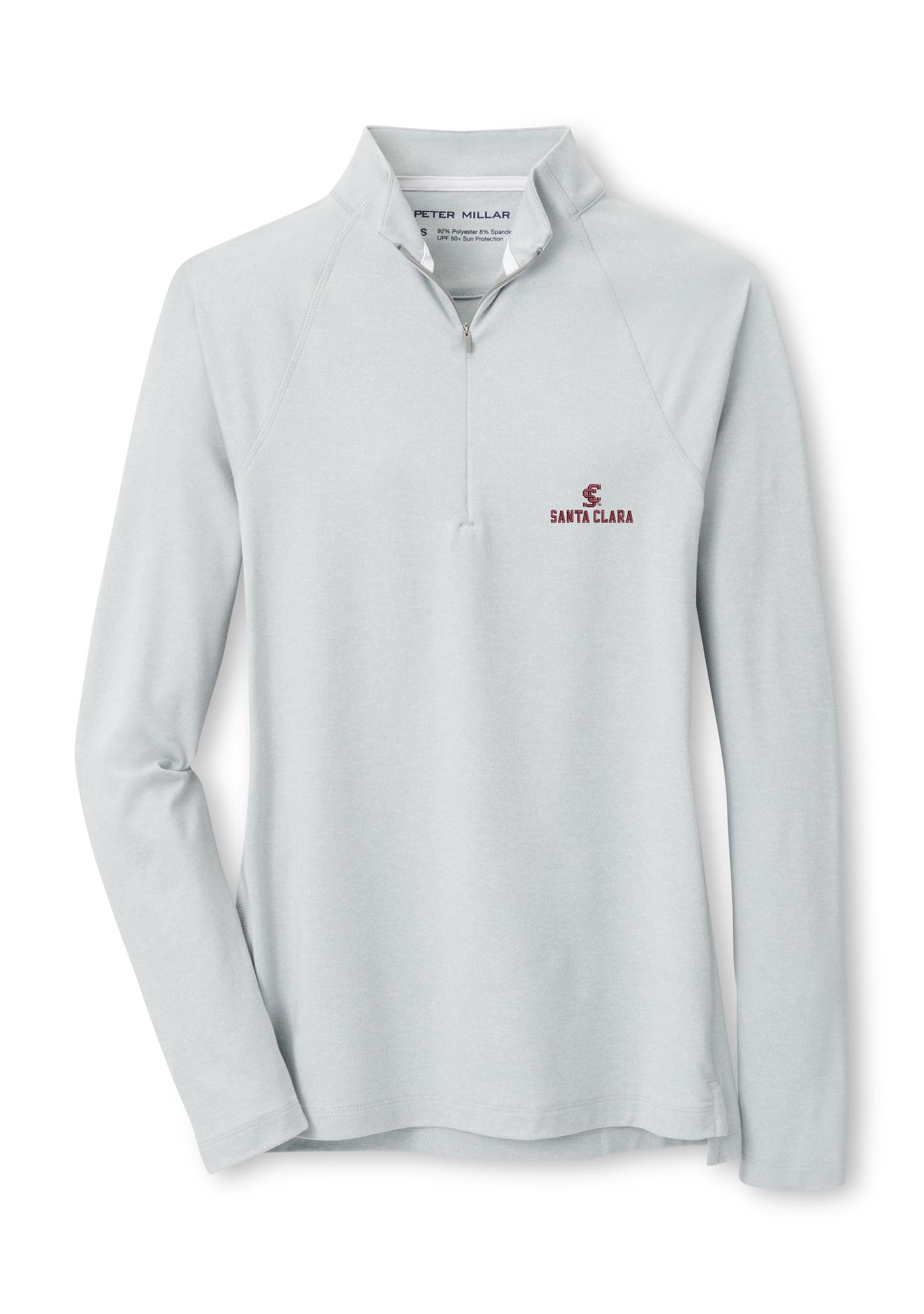 image of: Santa Clara Broncos Peter Millar Women's Perth Quarter Zip Jacket, British Gray