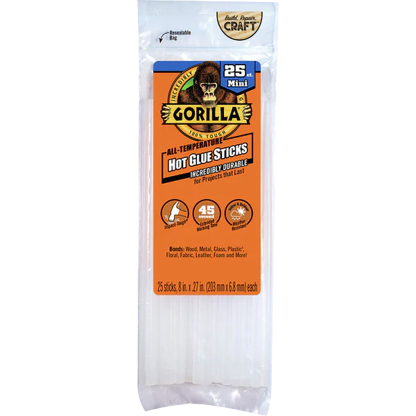 Gorilla Glue Mini Hot Glue Sticks - Clear 8in 25Pk; $9.49