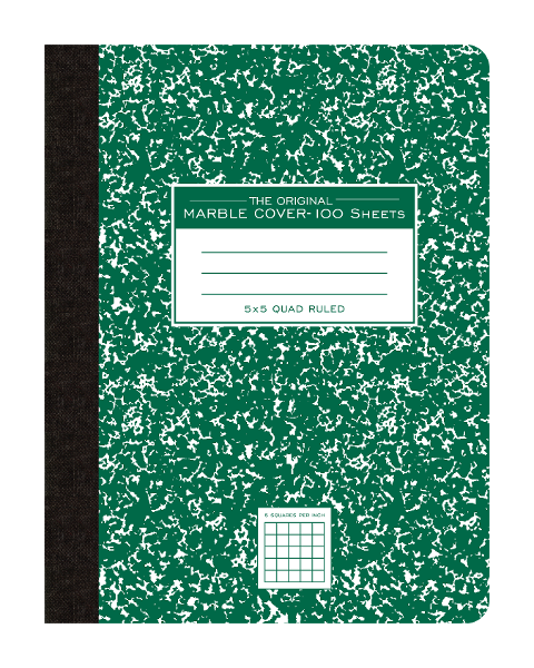GRAPH COMPOSITION BOOK GREEN MARBLE; $4.99