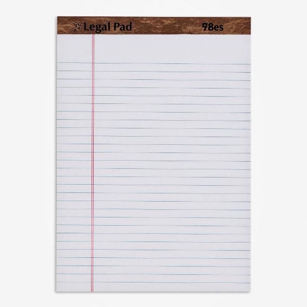 LEGAL PAD 8.5X11.75 WHITE 50SHEETS; $2.99