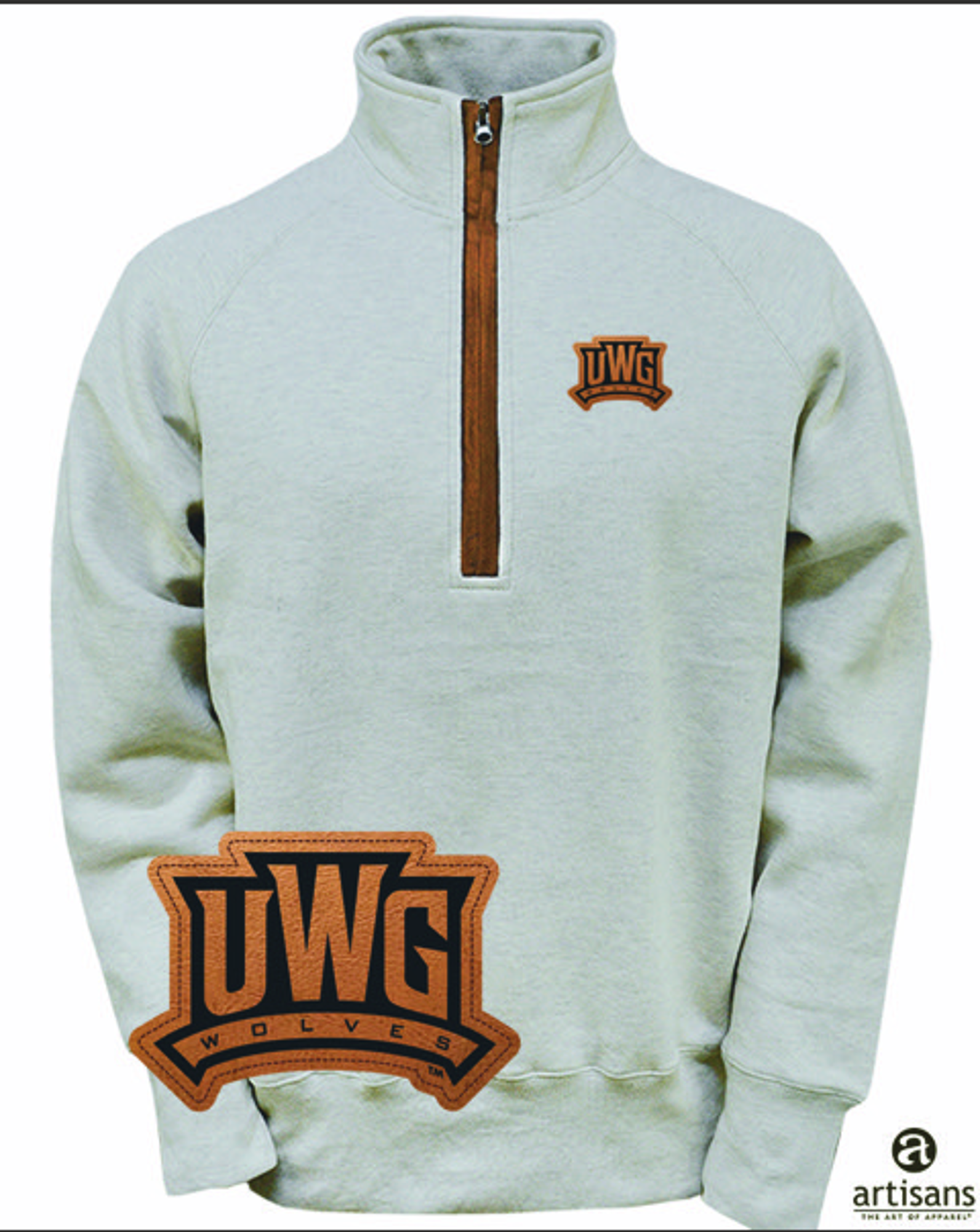 image of: ATHLETICS LOGO LEATHER PATCH MARLOW HALF ZIP