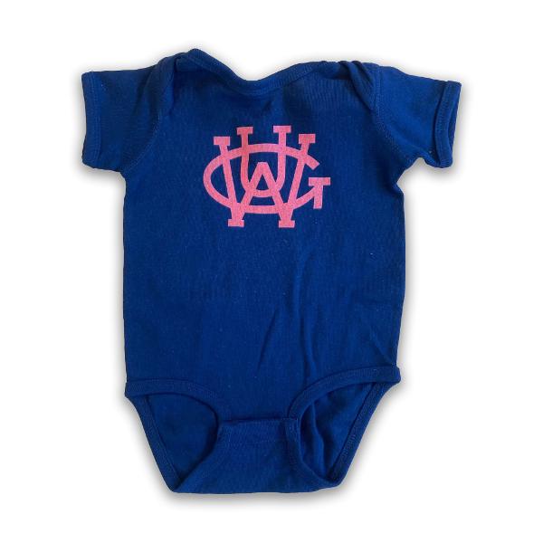 INTERLOCKED UWG TEXT ONESIE; $12.99