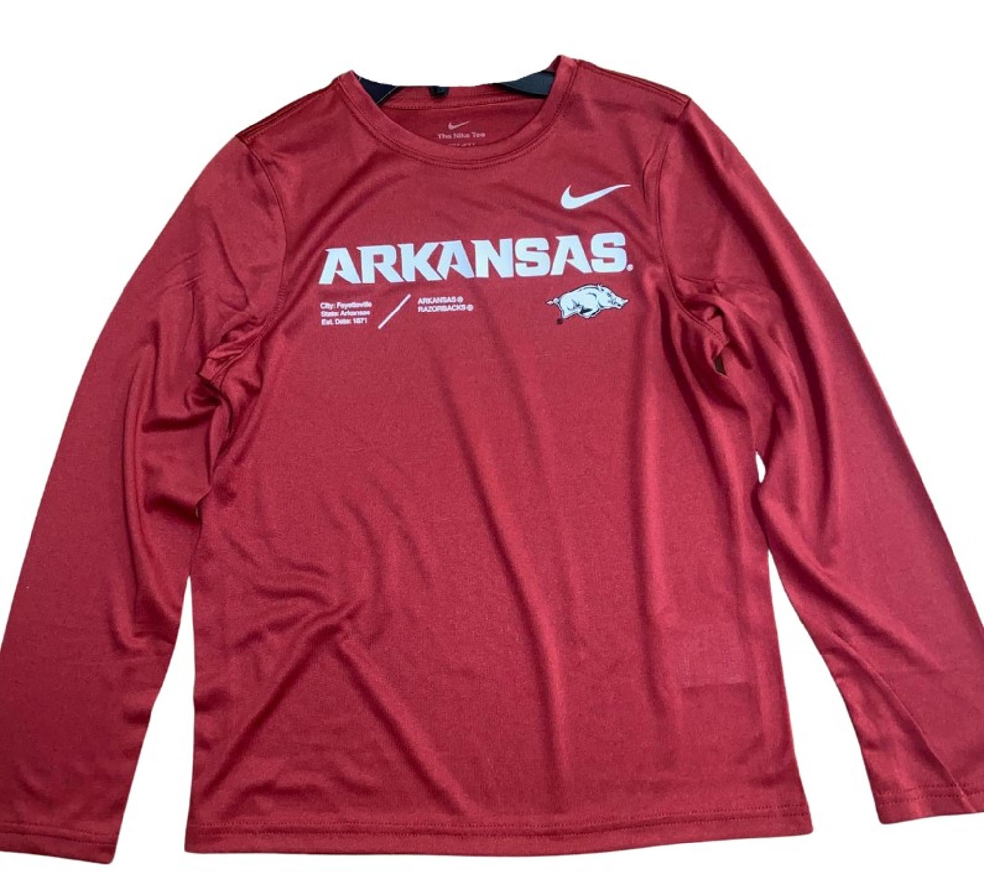 image of: Arkansas Razorback Nike Boy's Legend Long Sleeve Tee - Crimson