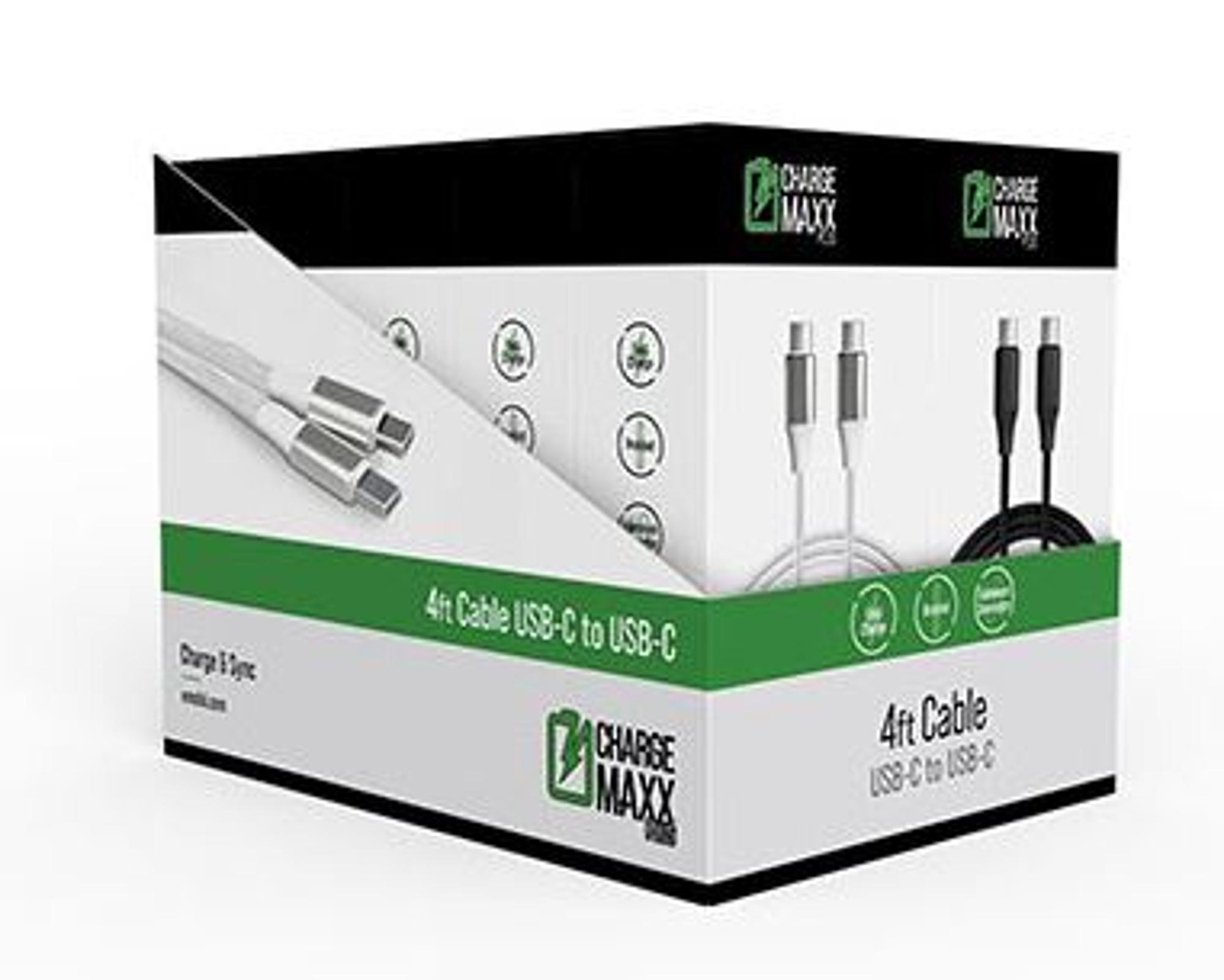 image of: USB-C to USB-C 4ft Cable Black/White