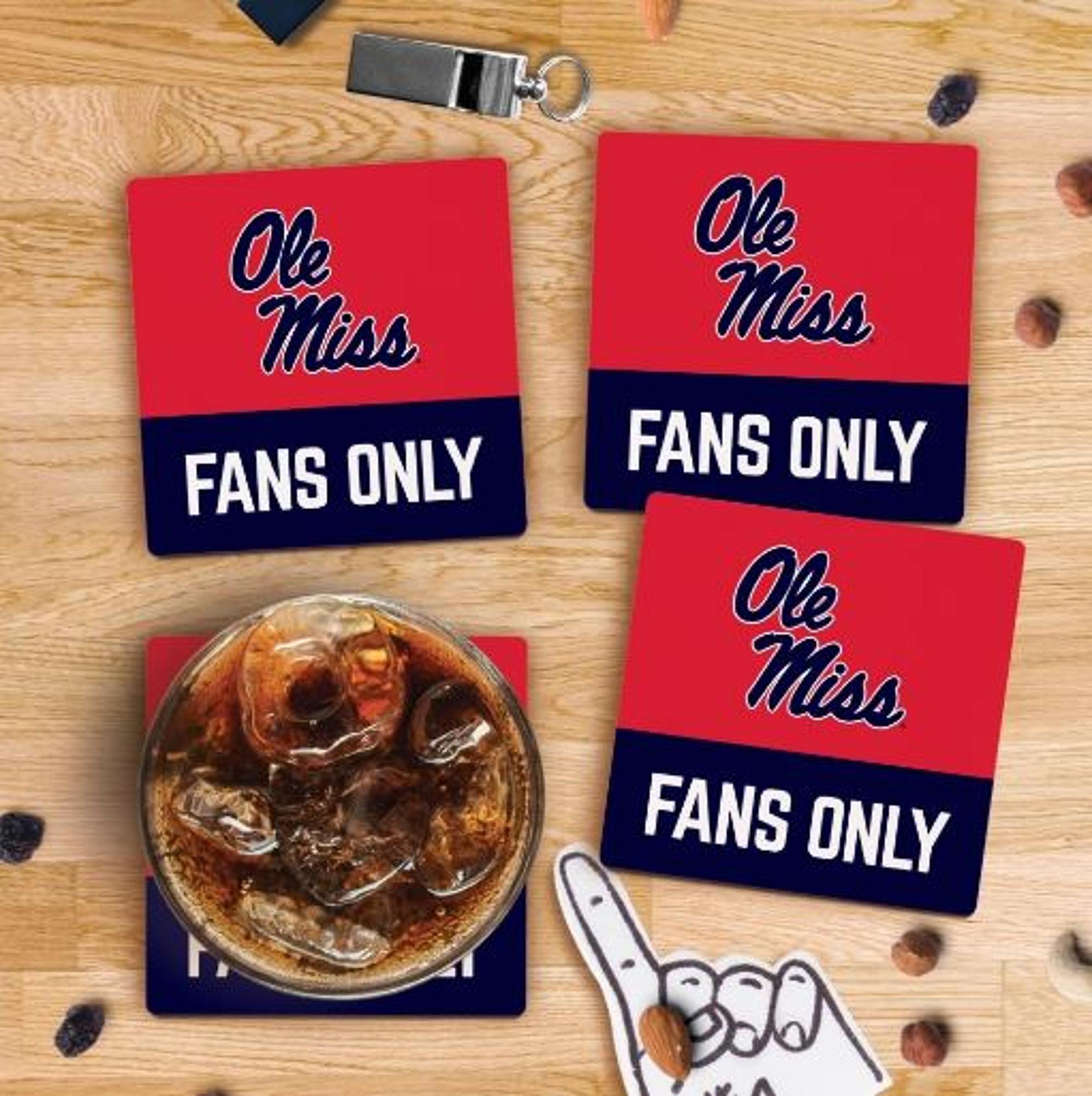 image of: Ole Miss Fans Only Square Absorbent Coaster 4x4