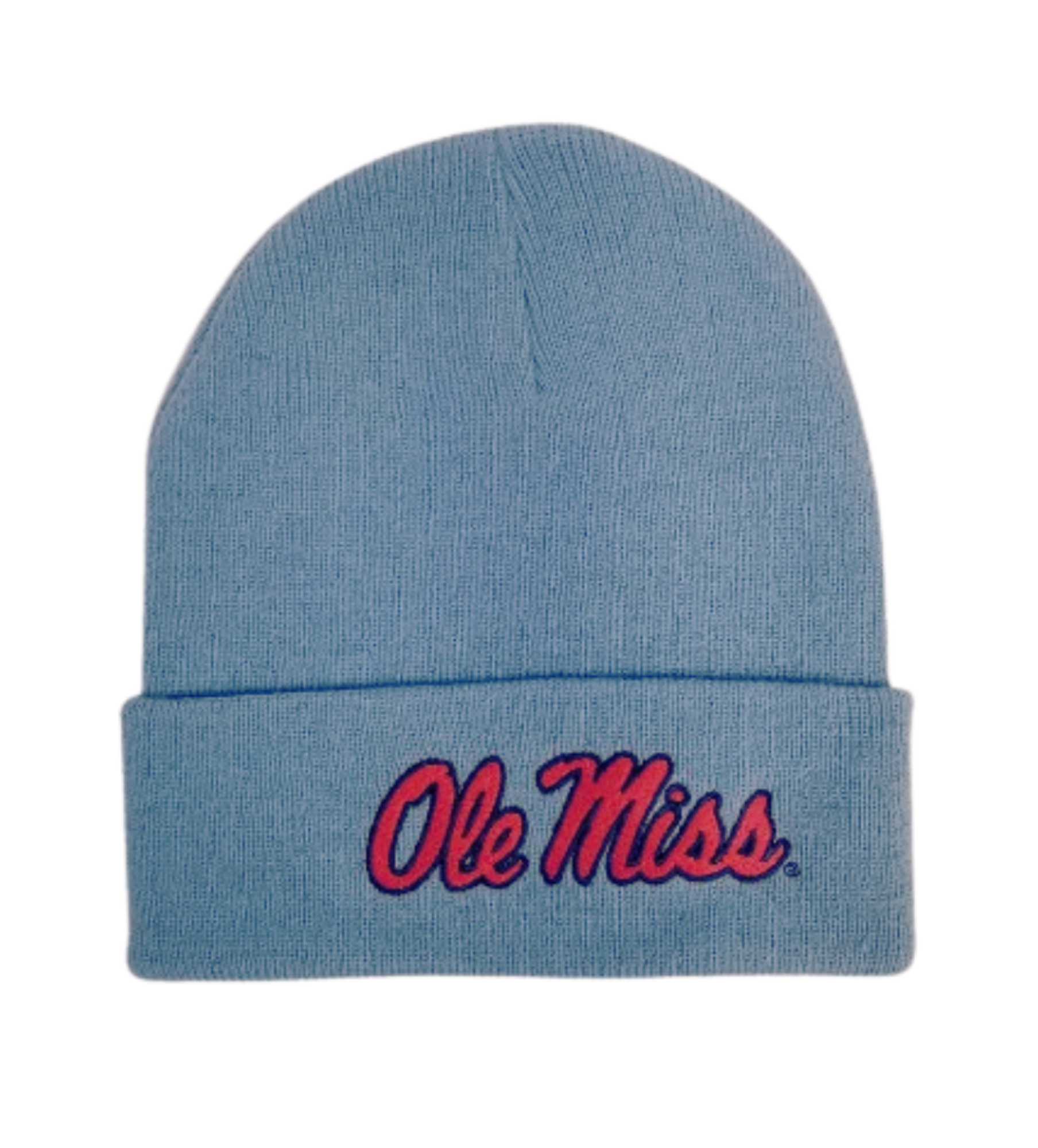 image of: Ole Miss Script Roll Up Beanie Powder Blue