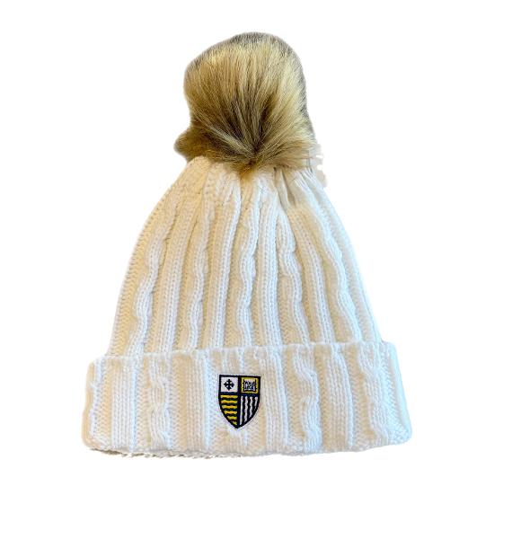 White Everest Shield Knit Beanie; $18.99