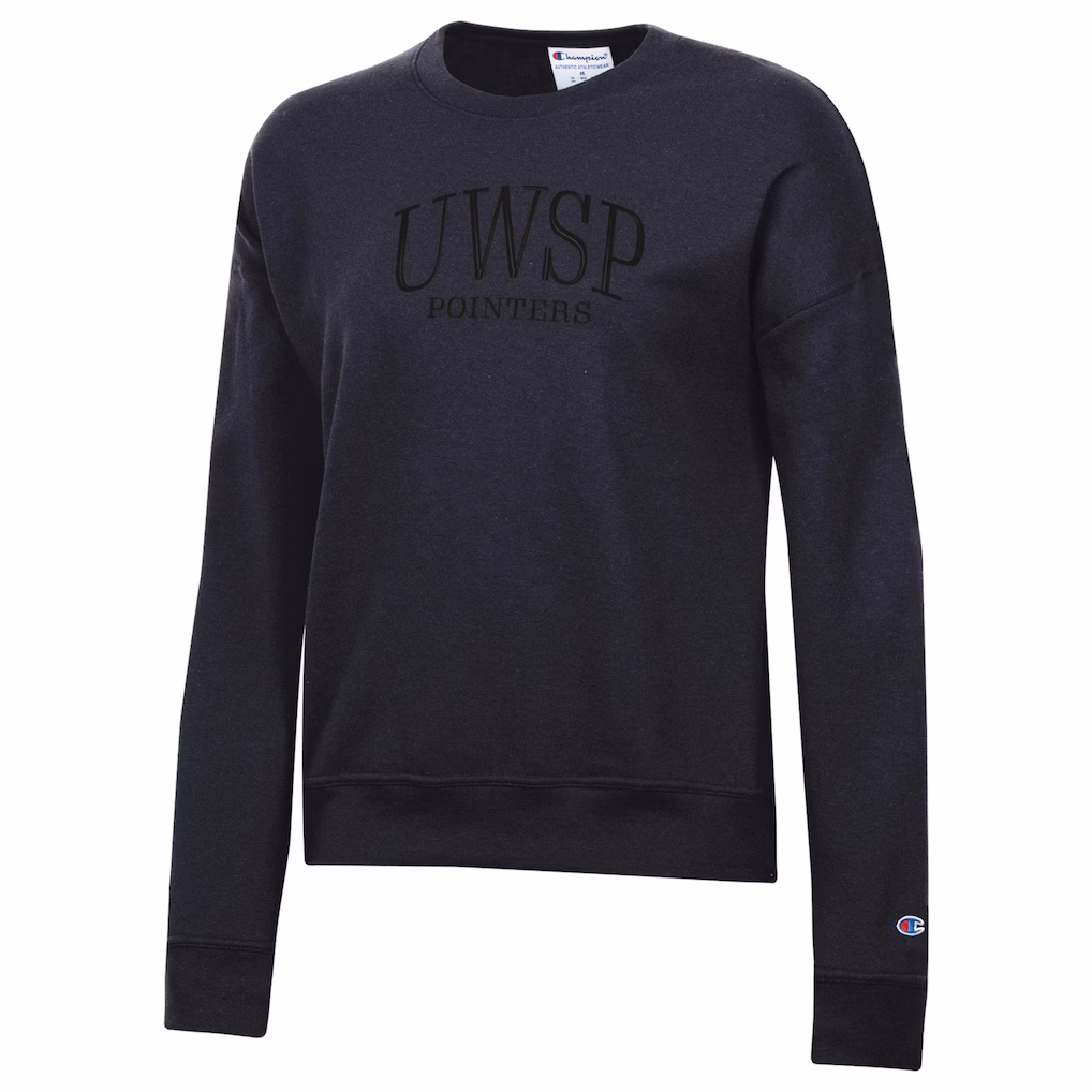 Product image 1 of 1 for University of Wisconsin Stevens Point Embroidered Women's Powerblend Crew, Black