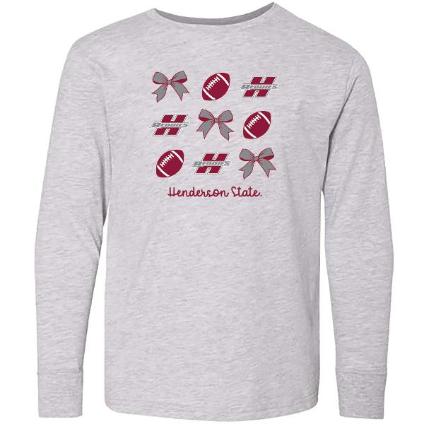 Henderson State Football Bows Youth Elevated Long Sleeve Tee; $29.99