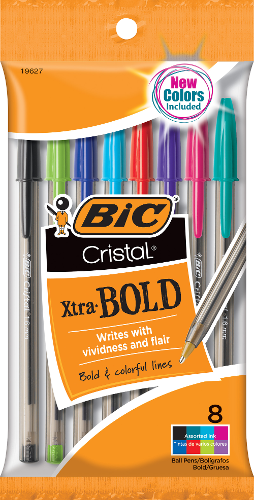 BIC Cristal Xtra Bold Stic Ballpoint Pen Asst 1.6mm 8Pk BP Fashion; $5.52