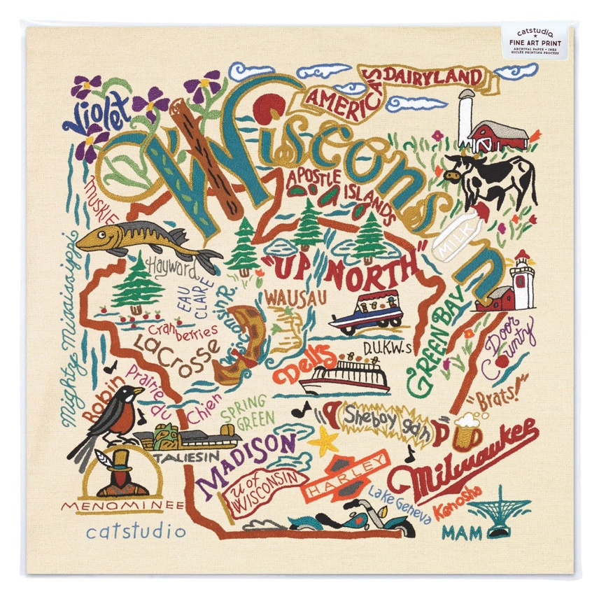 Product image 1 of 2 for Catstudio Wisconsin Fine Art Print, 8x8 inches