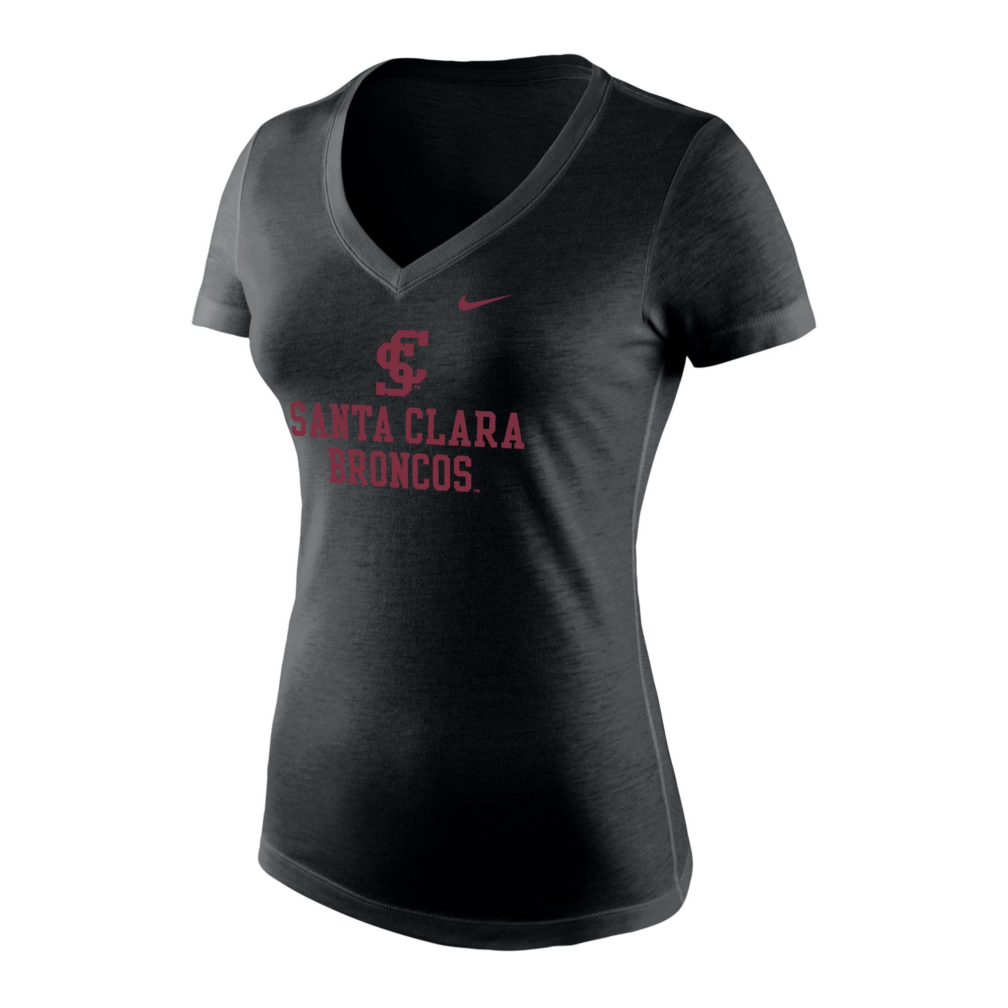Product image 1 of 1 for Santa Clara Broncos Nike Women's Tri-Blend Mid-V Short Sleeve Tee, Black Heather